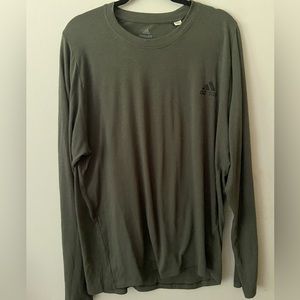 Men’s Adidas army green climate long sleeve tee. Size L